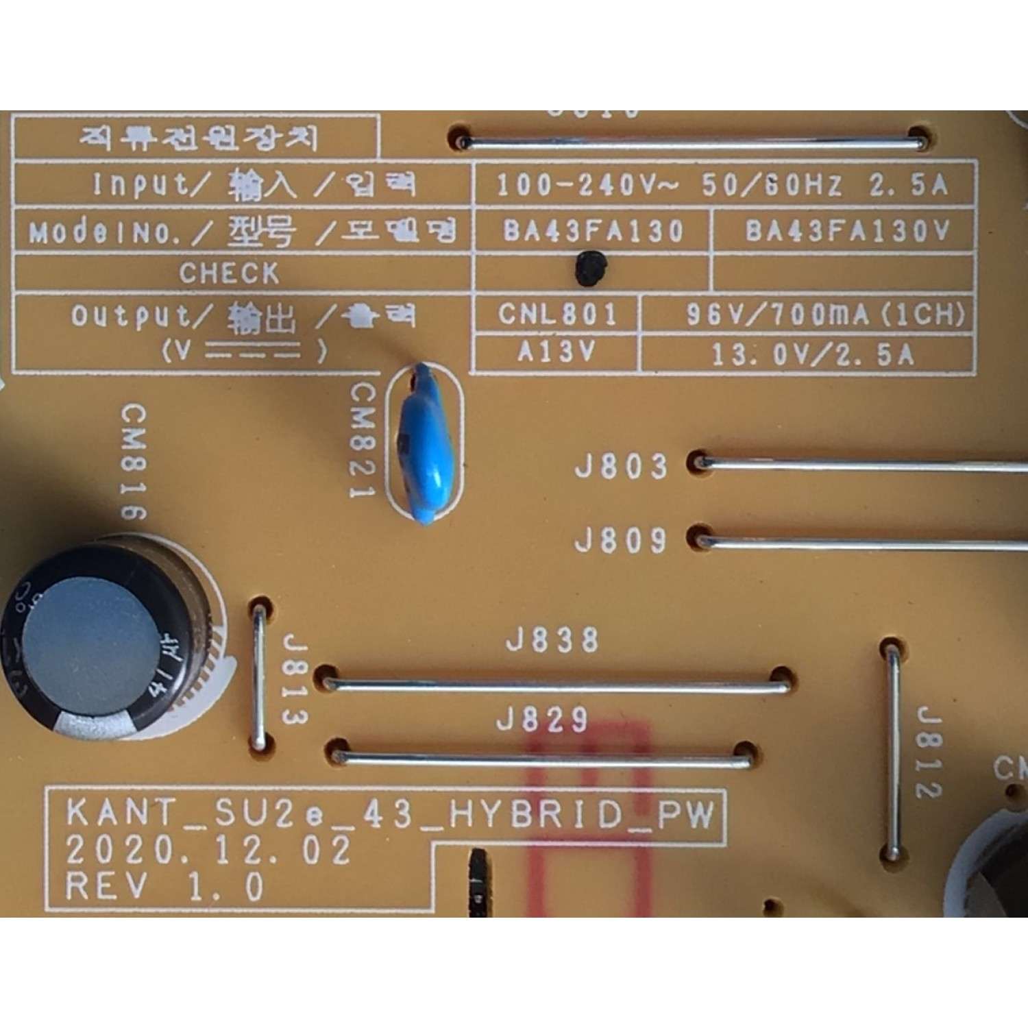 FUENTE DE PODER PARA TV SAMSUNG ORIGINAL / NUMERO DE PARTE BA43FA130 / KANT_SU2e_43_HYBRID_PW / DISPLAY ST4251D01-B VER.2.1 / MODELOS UN43TU7000 / UN43TU700D / UN43TU7000B / UN43CU7000 / UN43AU7000 / UN43AU7000FXZX BH10 / MAS MODELOS EN DESCRIPCIÓN - Imagen 3
